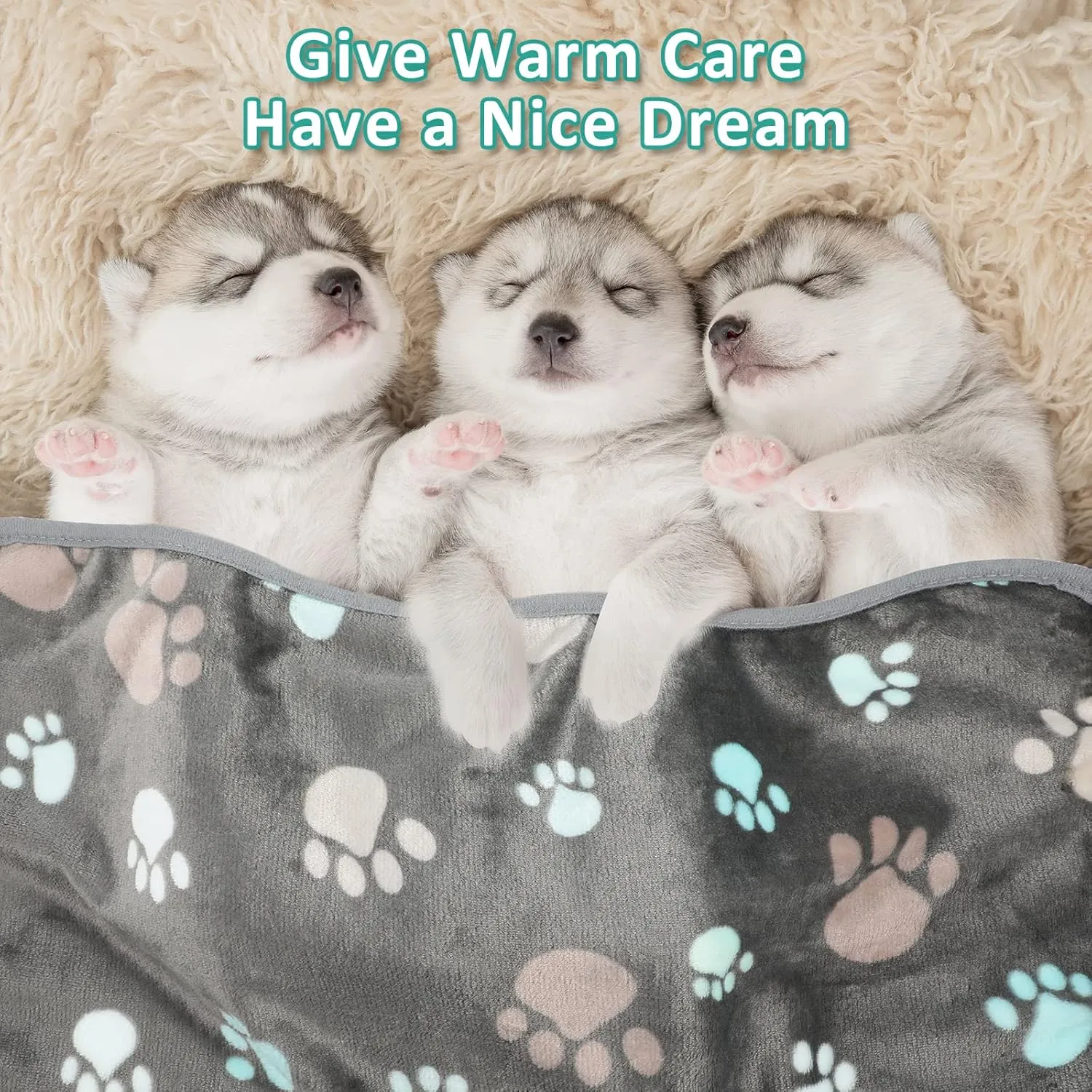 Tegeme 12 Pieces Pet Blanket Soft Fleece Dog Fluffy Doggie Warm Felt Throw Spring Cute Paw Print Puppy Kitten Sleep Mat Bed Covers for Cat(23 x 16 Inch,Dark Gray)