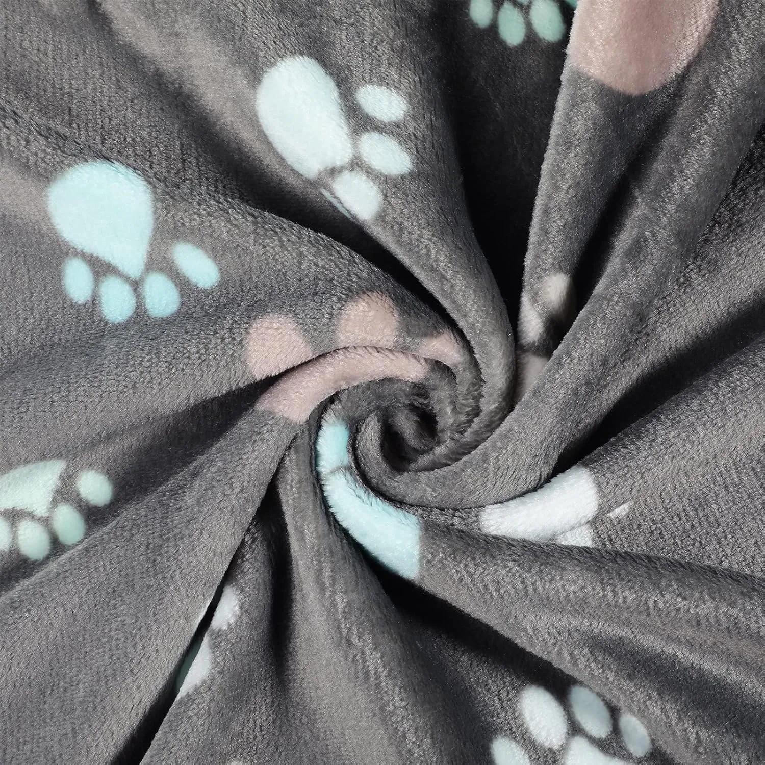 Tegeme 12 Pieces Pet Blanket Soft Fleece Dog Fluffy Doggie Warm Felt Throw Spring Cute Paw Print Puppy Kitten Sleep Mat Bed Covers for Cat(23 x 16 Inch,Dark Gray)