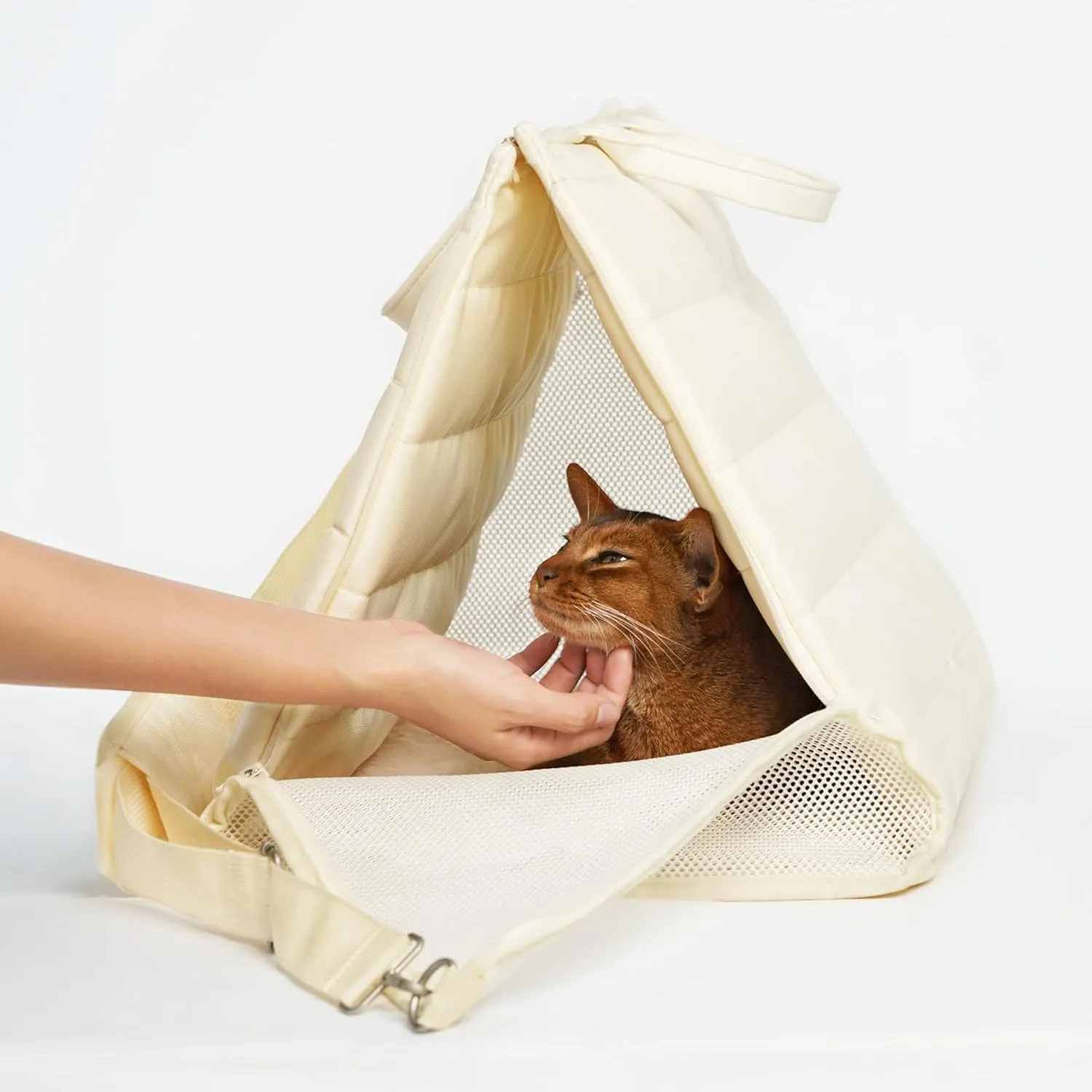 Tent Soft Sided Cat Carrier, Privacy Cat Carrier Mesh Pet Carrier with Inner Leash, Transformable, Portable and Anti-Scratch, with Locking Safety Zipper, Up to 13lbs (Space Gray)