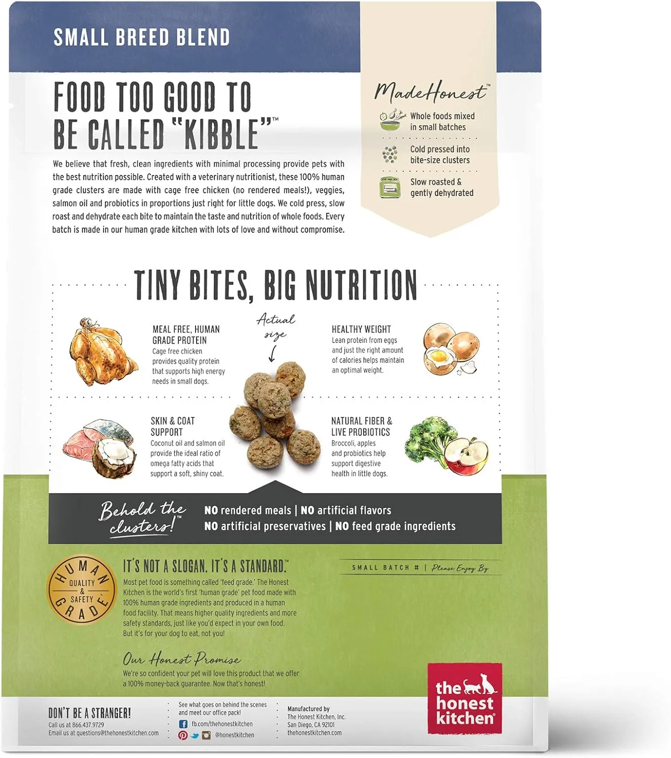 The Honest Kitchen Whole Food Clusters Small Breed Grain Free Chicken Dry Dog Food, 1 lb Trial Pouch
