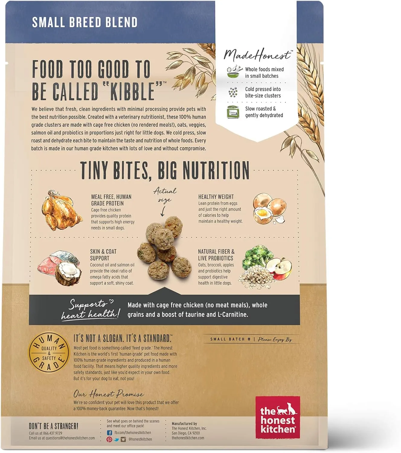 The Honest Kitchen Whole Food Clusters Small Breed Whole Grain Chicken Dry Dog Food, 1 lb Trial Pouch