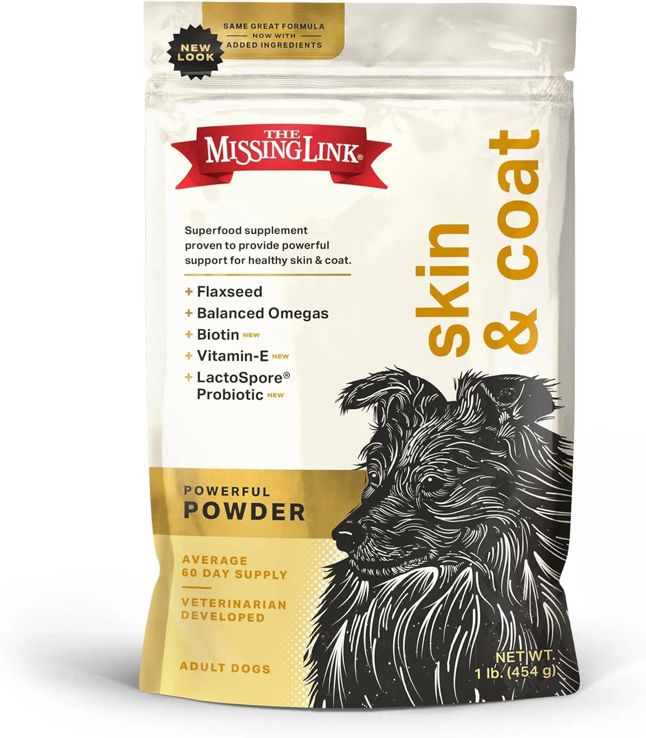 The Missing Link Original All Natural Superfood Dog Supplement- Balanced Omega 3 & 6 to support Healthy Skin & Coat  Skin & Coat Formula  1 lb.