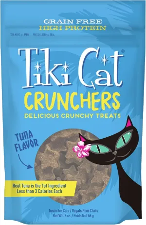 Tiki Cat Crunchers Dry Cat Treats, Tuna Flavor, Low-Calorie Grain-Free Crunchy Snack, For Adult Cats, 2 oz. Pouch (6 Count)