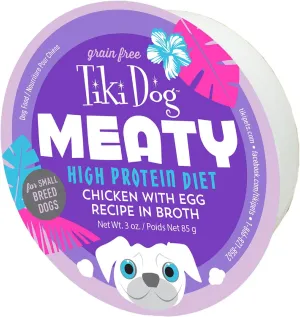 Tiki Dog Meaty Wet Dog Food, Chicken with Egg, 3 oz. Cup (4 Count)