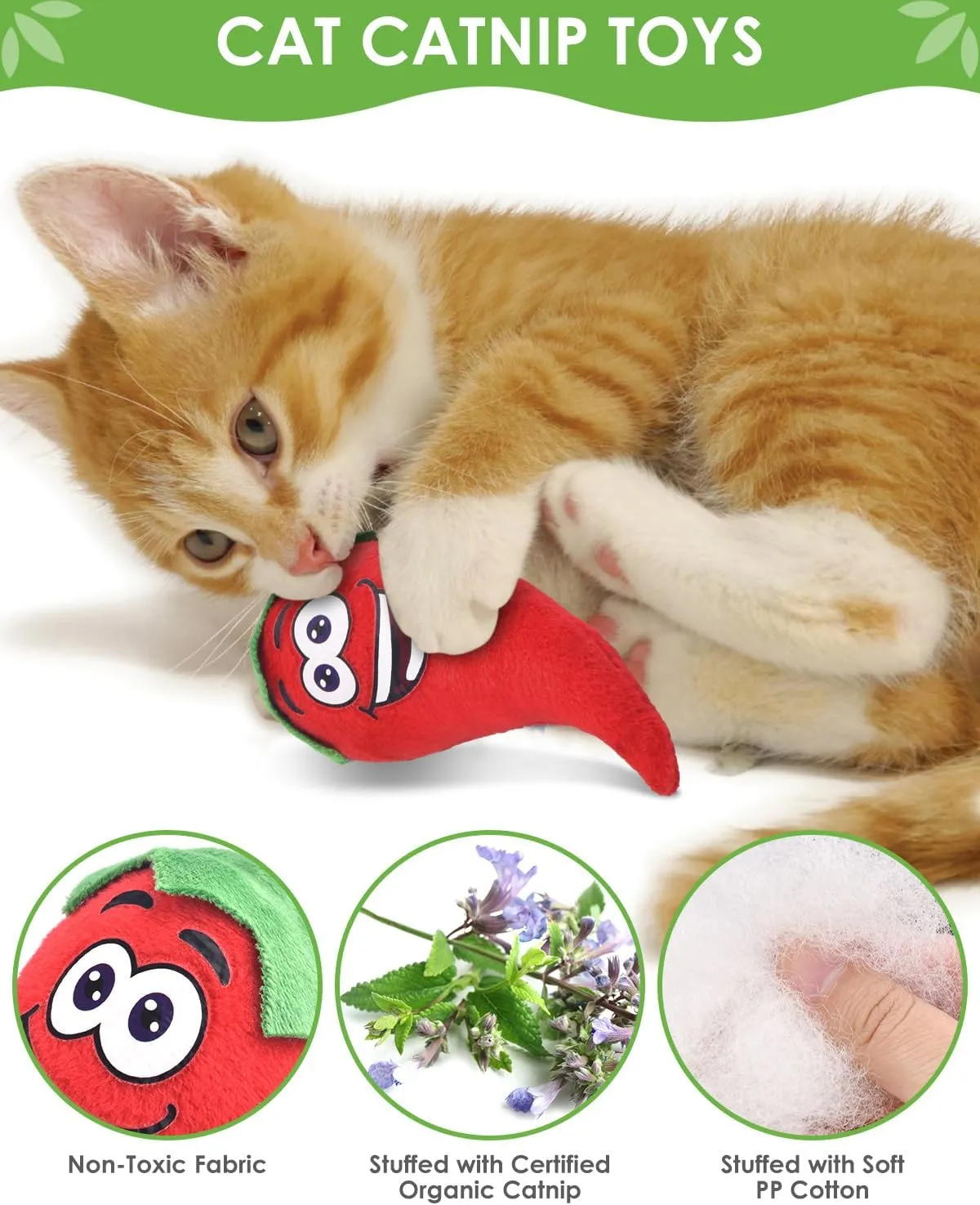TINDTOP Silvervine Chew Sticks and Feather Toys, Interactive Cat Wand Toy with Catnip Refills Cute Muppet for Kitten Kitty