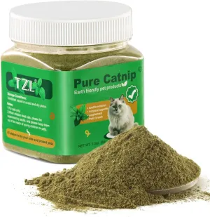 TZL Organic Catnip, Used as a Snack or Refillable Treats for Cat, Without Stalks & Stems, All Natural & Safe for Cat Play Training(65g)