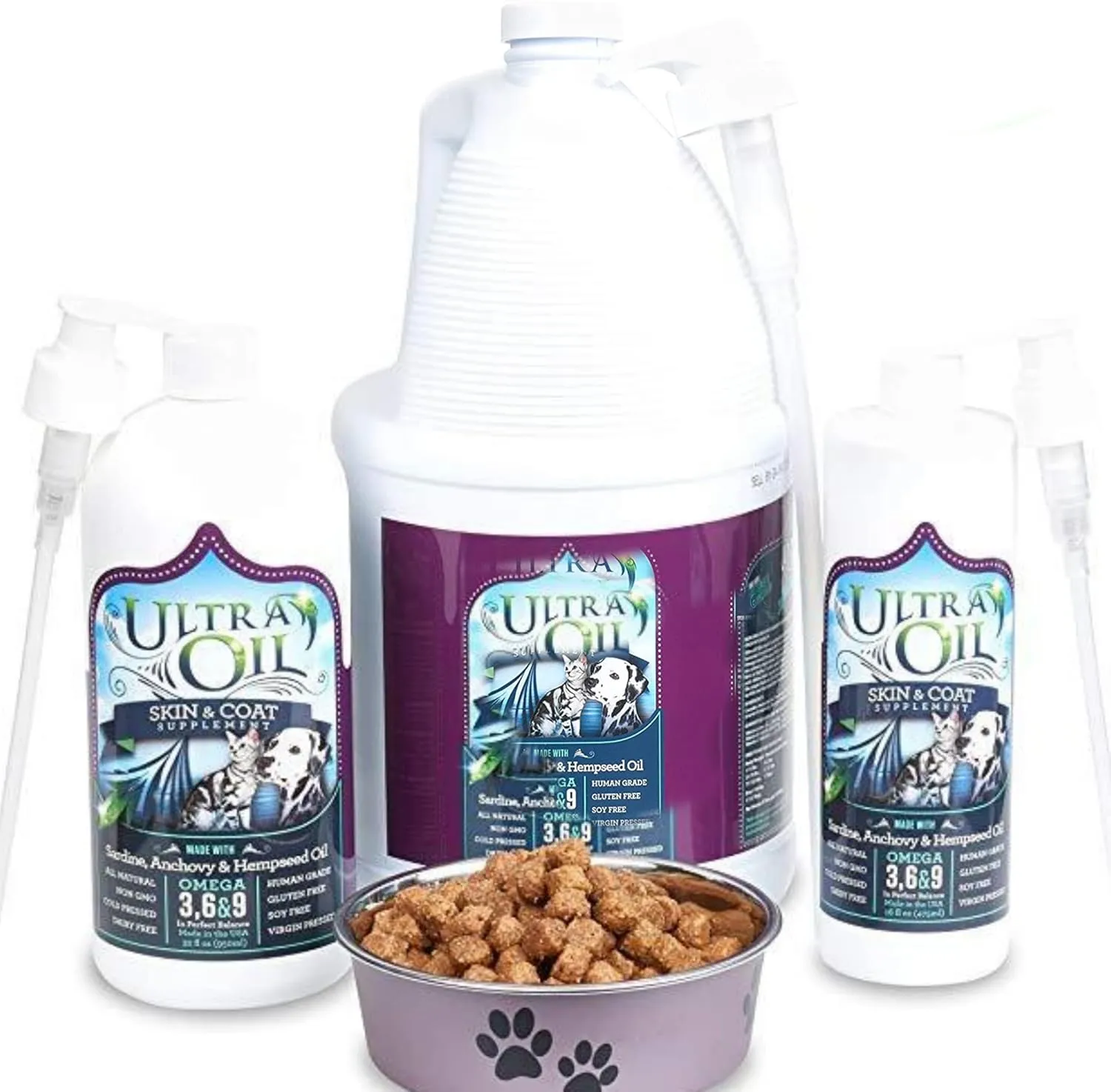 Ultra Oil Skin & Coat Supplement for Dogs & Cats with Hemp, Flaxseed, Grape Seed, Fish Oils - 16oz