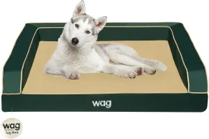Wag Premium Pet Dog Bed | Multi Layer Construction with Cooling Energy Gel and Copper Infusion | Machine Washable Cover and Water Resistant Inner Liner | Extra Large, Pine Green