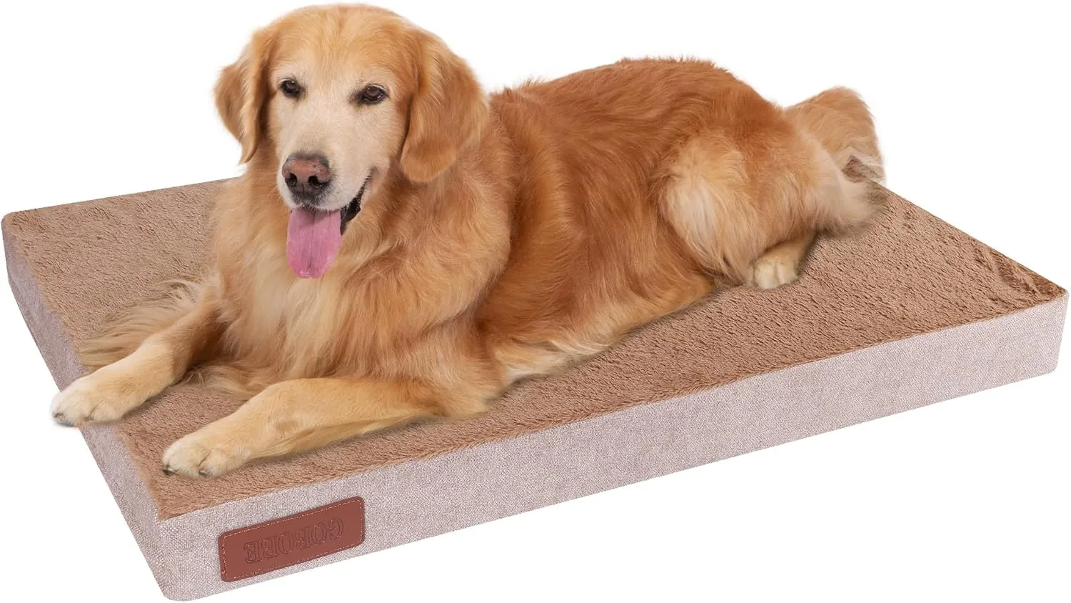 Waterproof Dog Bed, Orthopedic Dog Beds for Crate with Removable Washable Cover, Egg Crate Foam for Extra Support Ultimate Comfort Beige Brown 36x27 inch