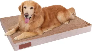 Waterproof Dog Bed, Orthopedic Dog Beds for Crate with Removable Washable Cover, Egg Crate Foam for Extra Support Ultimate Comfort Beige Brown 36x27 inch