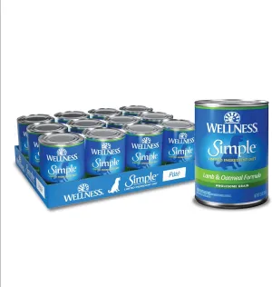 Wellness Simple Natural Wet Canned Limited Ingredient Dog Food, Lamb & Potato, 12.5-Ounce Can (Pack of 12)