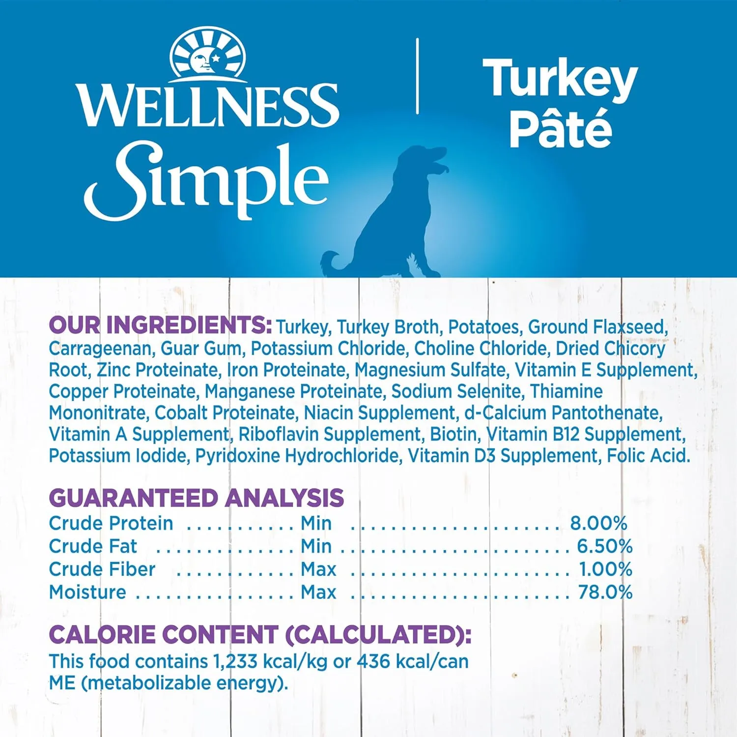 Wellness Simple Natural Wet Canned Limited Ingredient Dog Food, Turkey & Potato, 12.5-Ounce Can (Pack of 12)