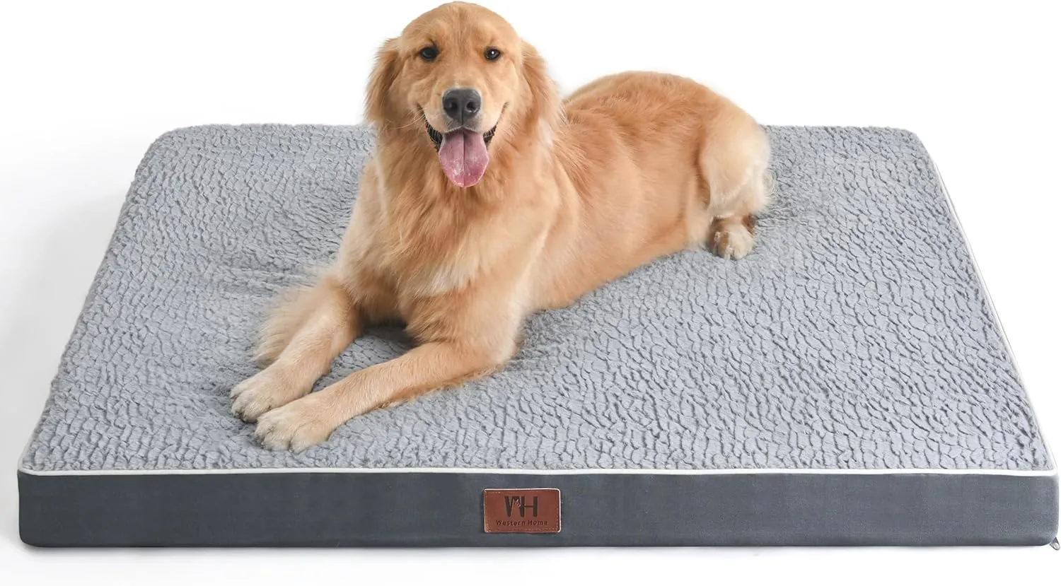 WESTERN HOME Large Dog Bed XL Waterproof Dog Beds Large Sized Dog with Removable Washable Cover, Egg Crate Foam Orthopedic Dog Bed for Crate Non-Slip Bottom Pet Mat, 42 x 30 Inch, Grey
