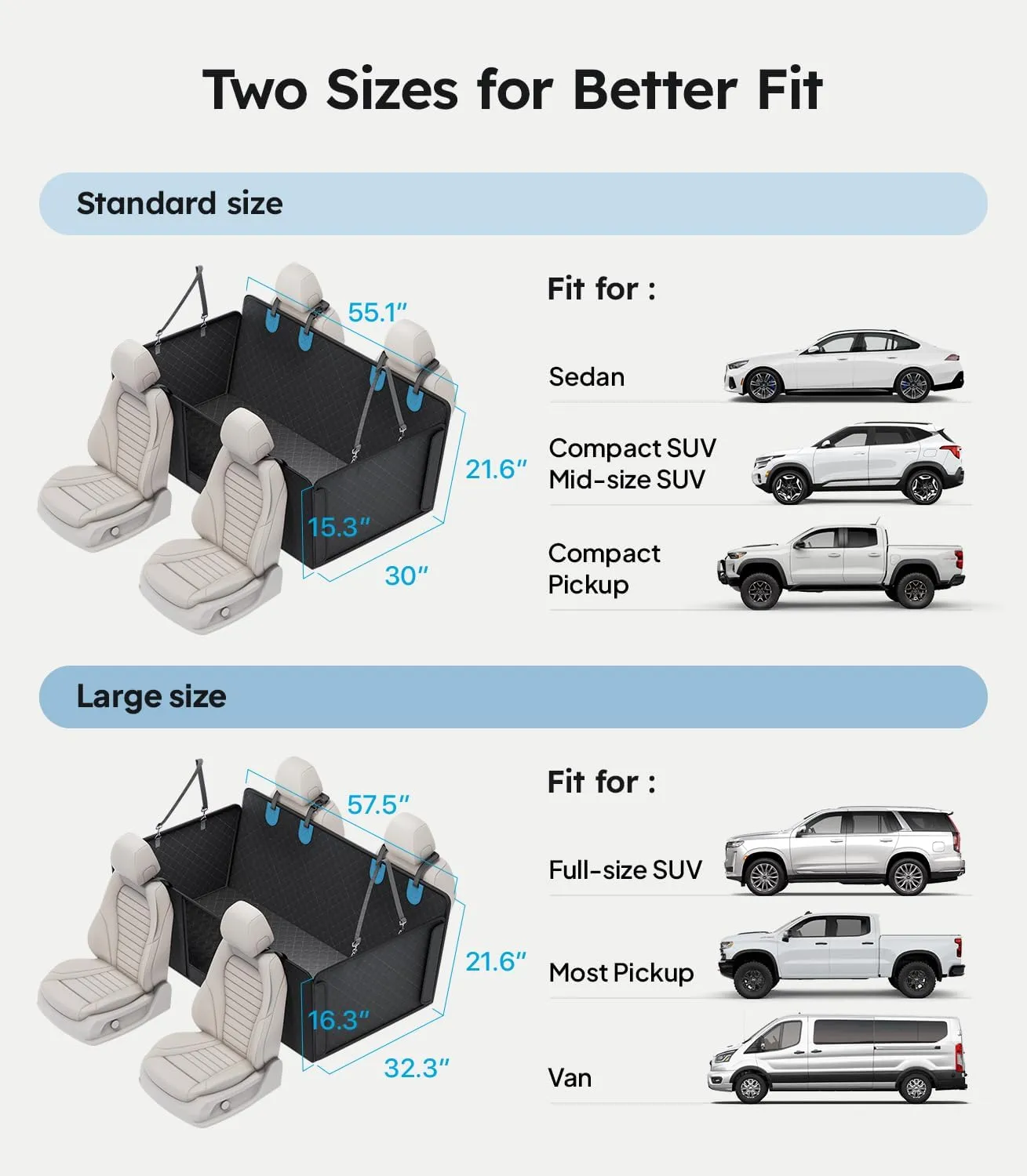 Wigoo Upgrade Soft Dog Car Seat Cover for Back Seat, [Protect Interior, Waterproof & Easy to Clean] Soft Bottom Backseat Pet Extender Dog Car Hammock, FitsCar Sedan SUV Truck Van, Size M, Black