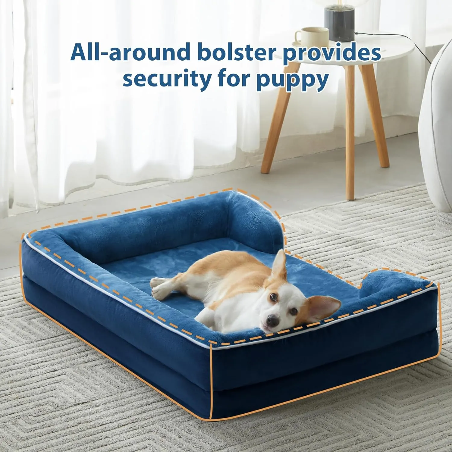 WNPETHOME Waterproof Dog Beds for Medium Dogs, Orthopedic Medium Dog Bed with Sides, Big Dogs Couch Bed with Washable Removable Cover, Pet Beds Sofa with Non-Slip Bottom for Sleeping