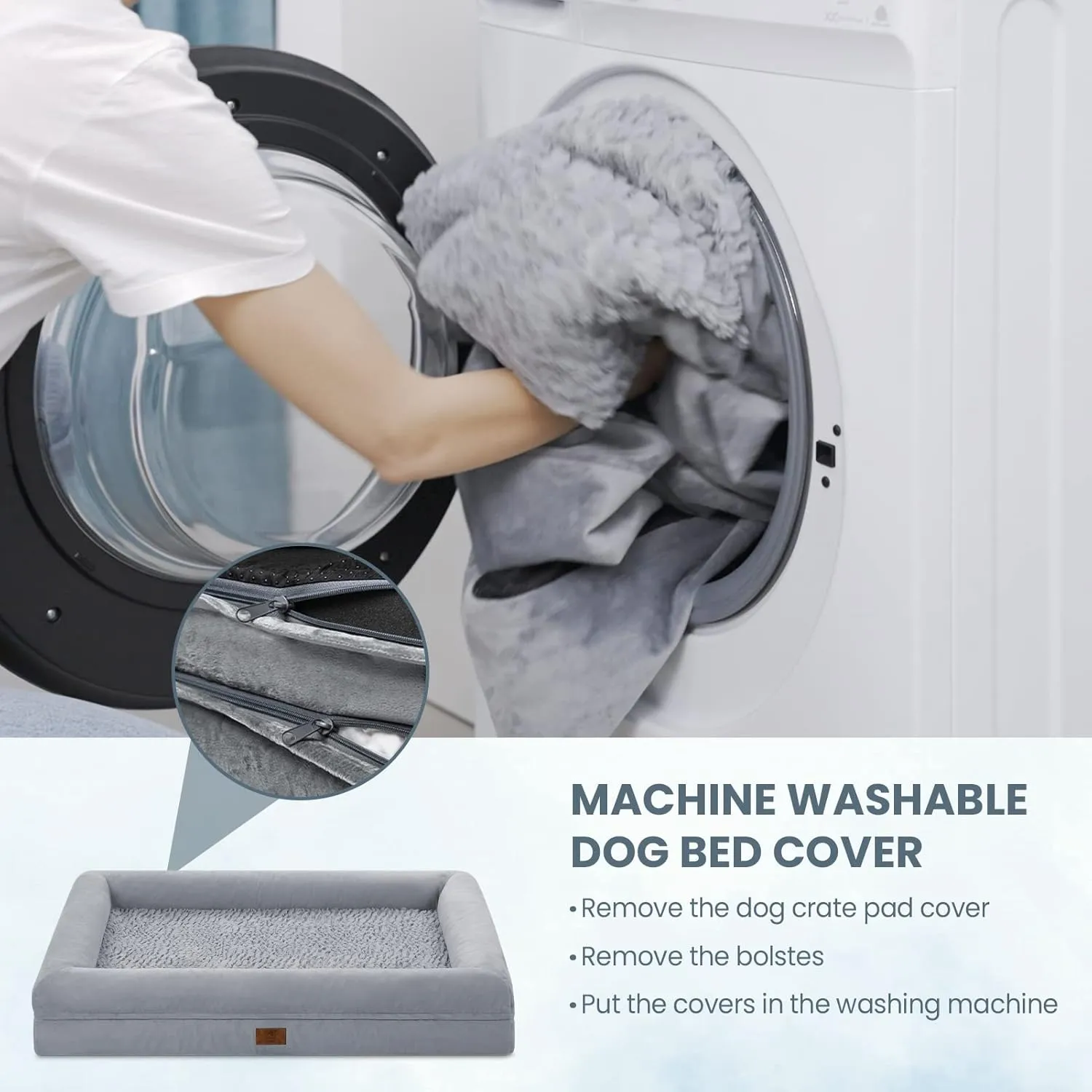XL Orthopedic Gel Cooling Memory Foam Dog Bed - Washable With Removable Cover, Waterproof Non-Slip Bottom, Big Couch for Dogs