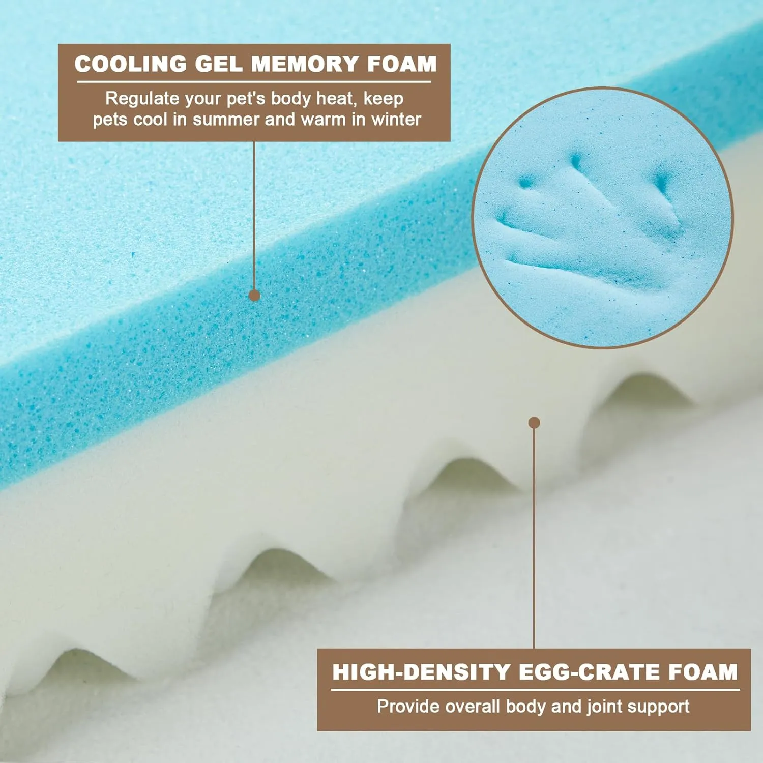 XL Orthopedic Gel Cooling Memory Foam Dog Bed - Washable With Removable Cover, Waterproof Non-Slip Bottom, Big Couch for Dogs