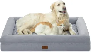 XL Orthopedic Gel Cooling Memory Foam Dog Bed - Washable With Removable Cover, Waterproof Non-Slip Bottom, Big Couch for Dogs