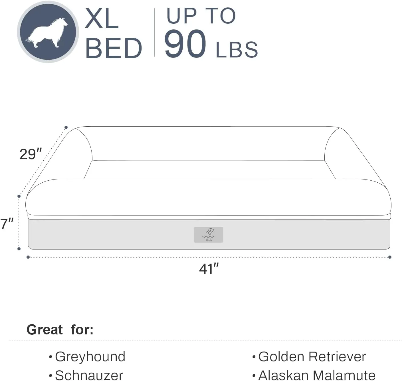 XL Orthopedic Gel Cooling Memory Foam Dog Bed - Washable With Removable Cover, Waterproof Non-Slip Bottom, Big Couch for Dogs