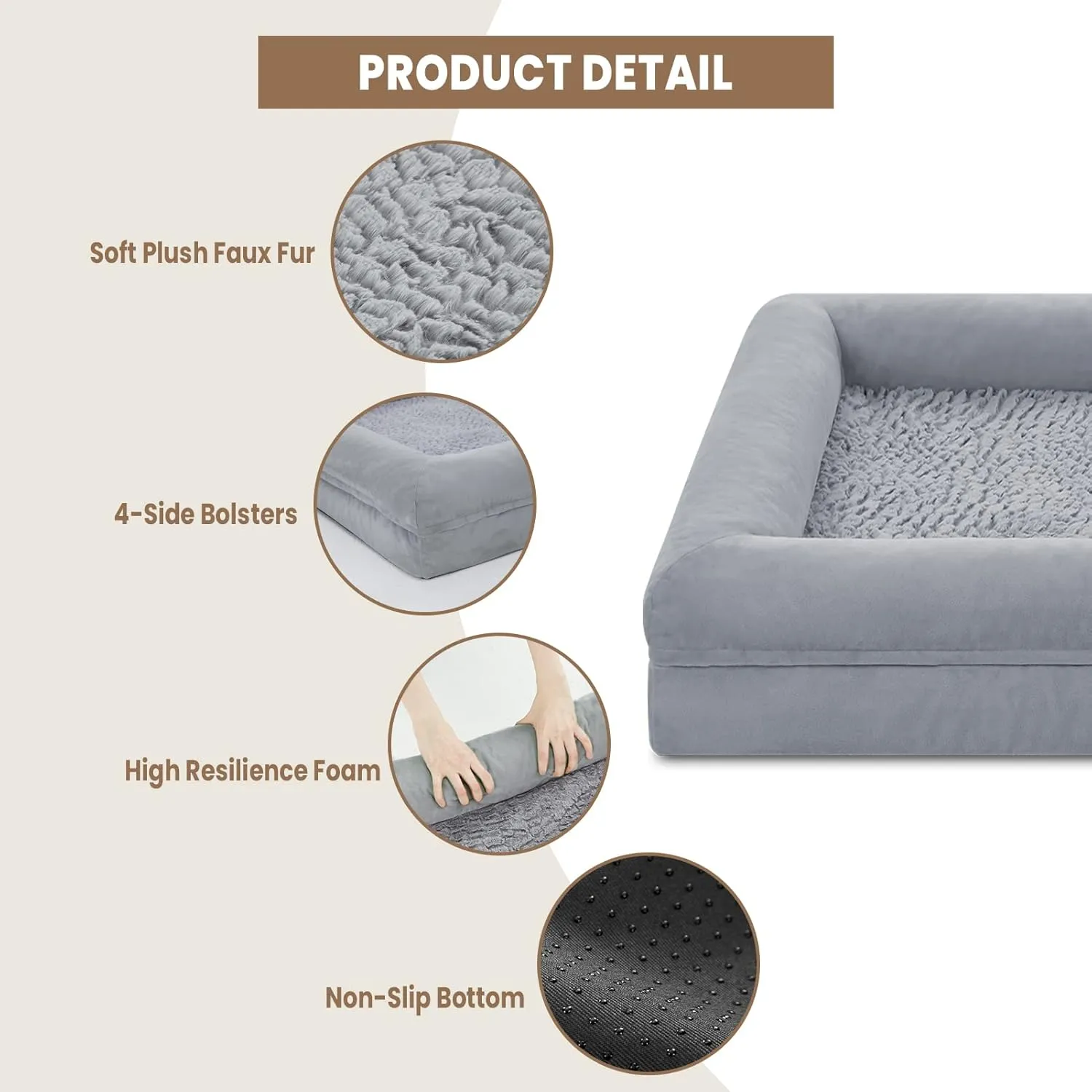 XL Orthopedic Gel Cooling Memory Foam Dog Bed - Washable With Removable Cover, Waterproof Non-Slip Bottom, Big Couch for Dogs
