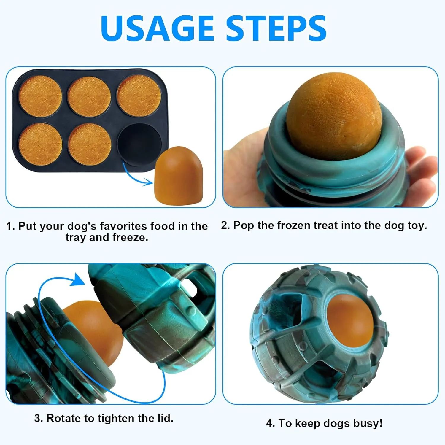 Yipetor Frozen Treat Dispensing Dog Toy - Large Chew Toy, Freezable Fillable Rubber, Reduces Anxiety, Easy to Clean, Interactive Puzzle