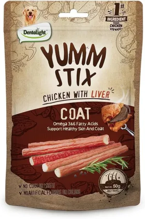 Yumm Stick Dog Treats, Chicken with Liver, Soft Chew Treats, Omega 3 & 6 Fatty Acids for Skin and Coat (50g, Liver)