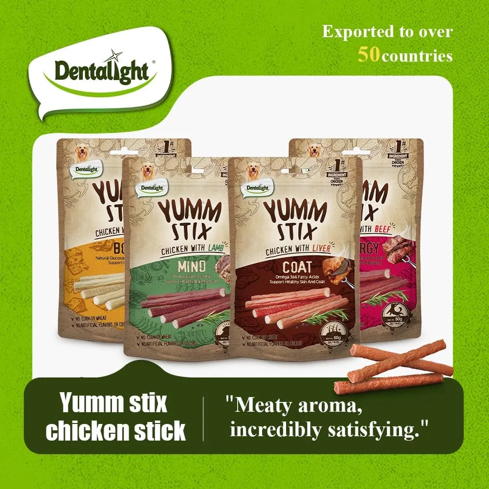 Yumm Stick Dog Treats, Chicken with Liver, Soft Chew Treats, Omega 3 & 6 Fatty Acids for Skin and Coat (50g, Liver)