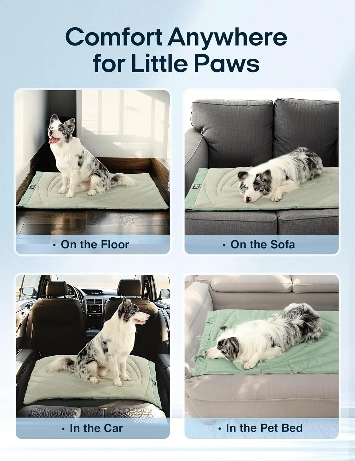 ZonLi Dog Cooling Mat, 40" x 27" Medium, Cooling Pad Waterproof, Pet Cool Mats for Dogs and Cats use in Crate, Tunk, Camping, Outdoors, Portable, Machine Washable, Durable, Without Gel,Green