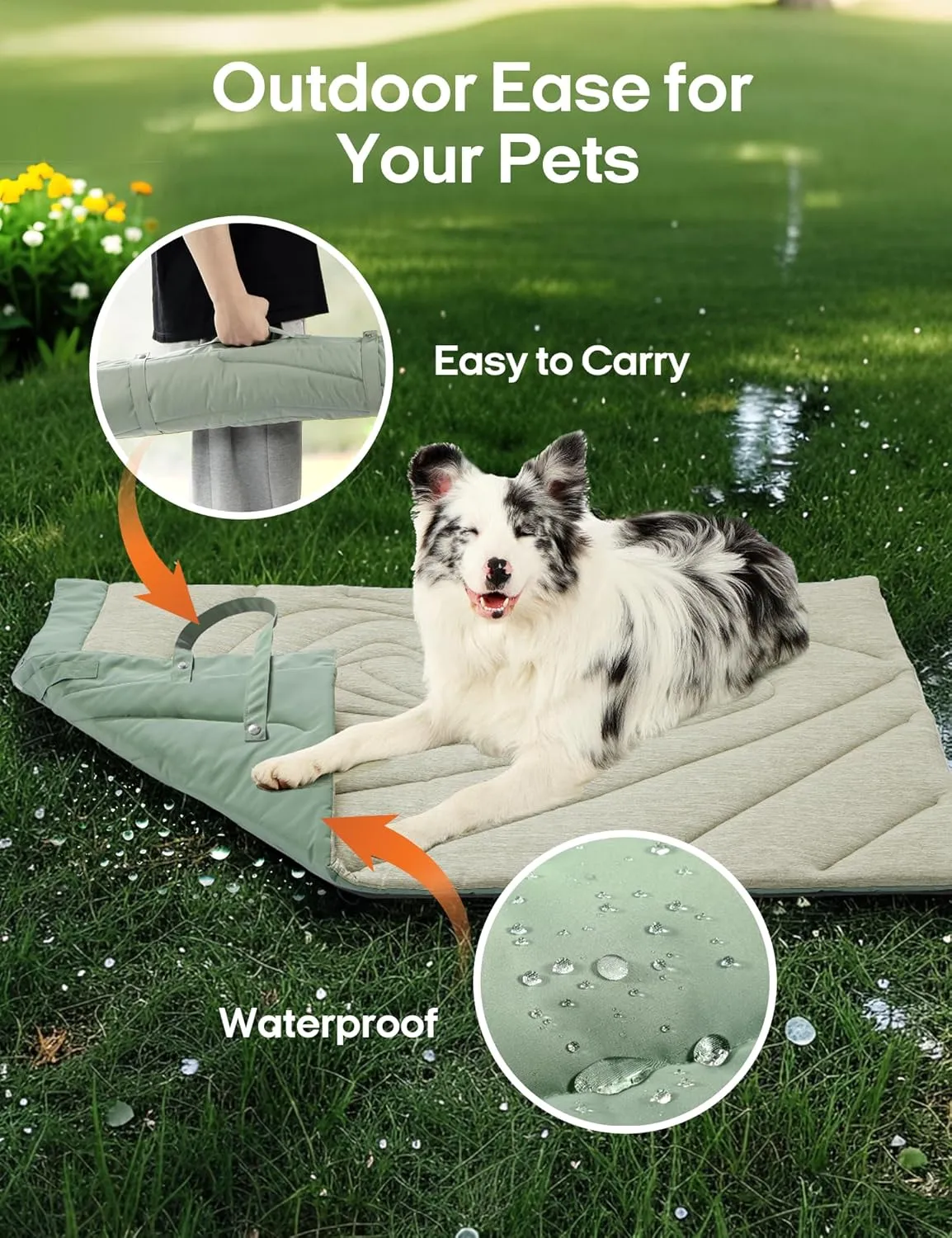 ZonLi Dog Cooling Mat, 40" x 27" Medium, Cooling Pad Waterproof, Pet Cool Mats for Dogs and Cats use in Crate, Tunk, Camping, Outdoors, Portable, Machine Washable, Durable, Without Gel,Green
